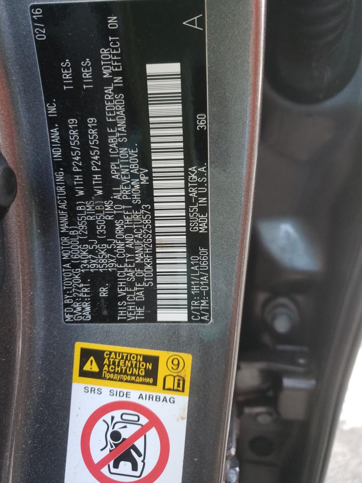 Photo 10 from auction – 2016 TOYOTA HIGHLANDER with VIN 5TDDKRFH2GS258573