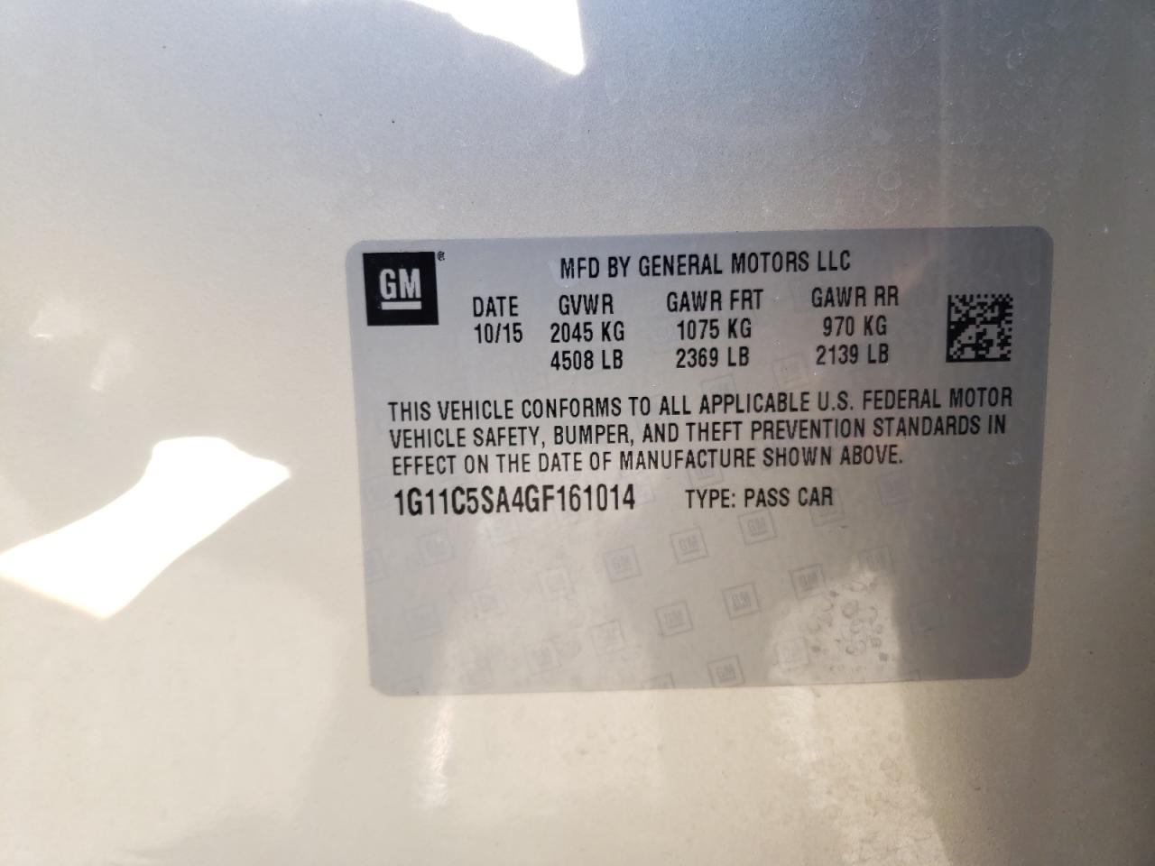 Photo 10 from auction – 2016 CHEVROLET MALIBU LIM with VIN 1G11C5SA4GF161014