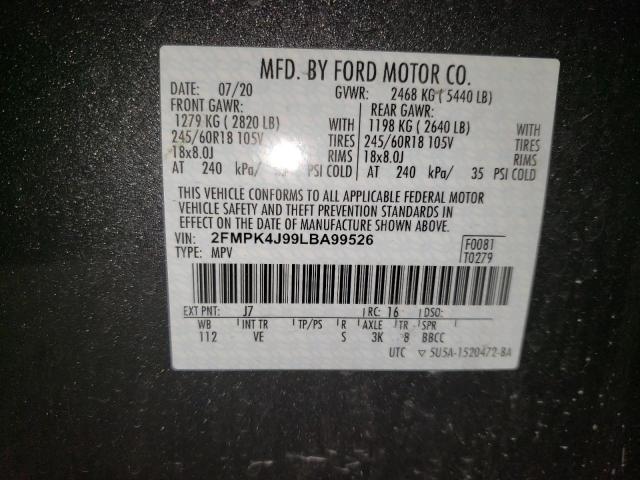Photo 10 from auction – 2020 FORD EDGE SEL with VIN 2FMPK4J99LBA99526