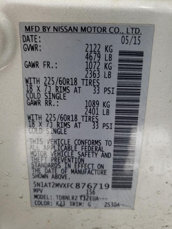 Photo 10 from auction – 2015 NISSAN ROGUE S with VIN 5N1AT2MVXFC876719
