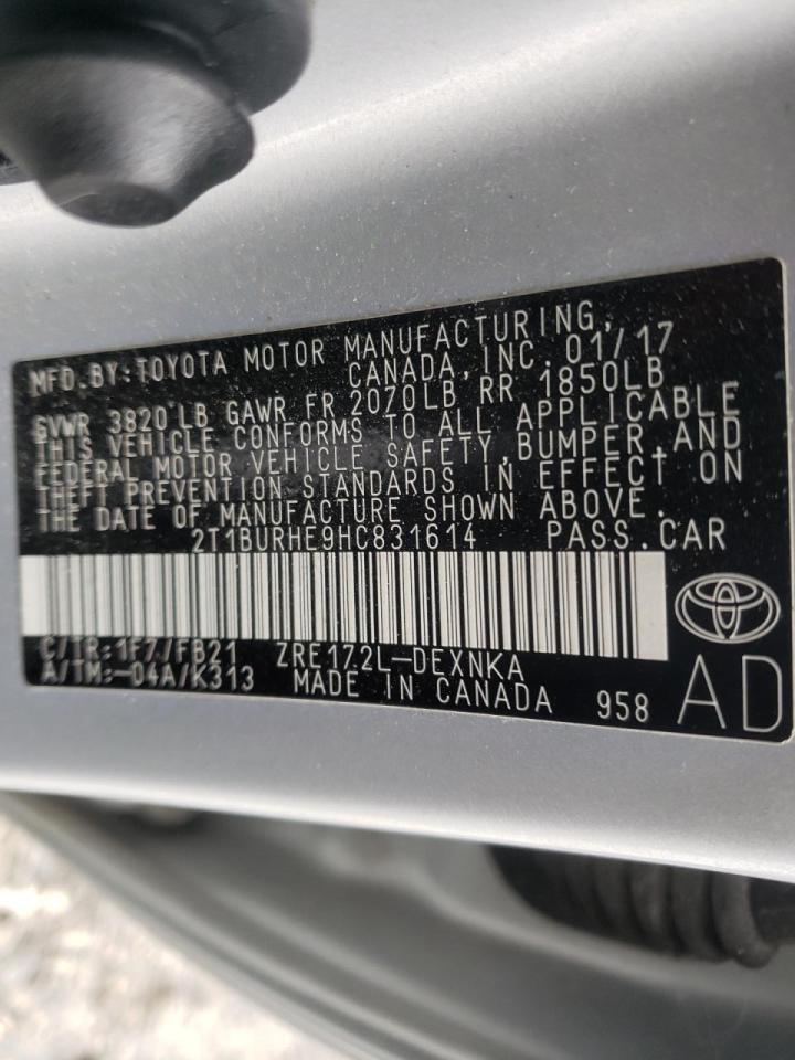 Photo 10 from auction – 2017 TOYOTA COROLLA L with VIN 2T1BURHE9HC831614