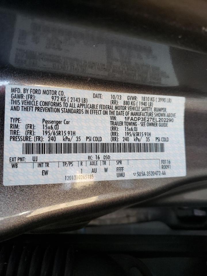 Photo 10 from auction – 2014 FORD FOCUS S with VIN 1FADP3E27EL202290