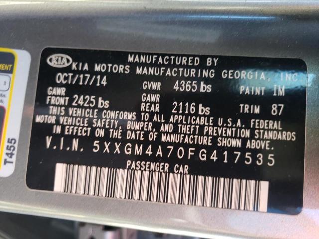 Photo 10 from auction – 2015 KIA OPTIMA LX with VIN 5XXGM4A70FG417535