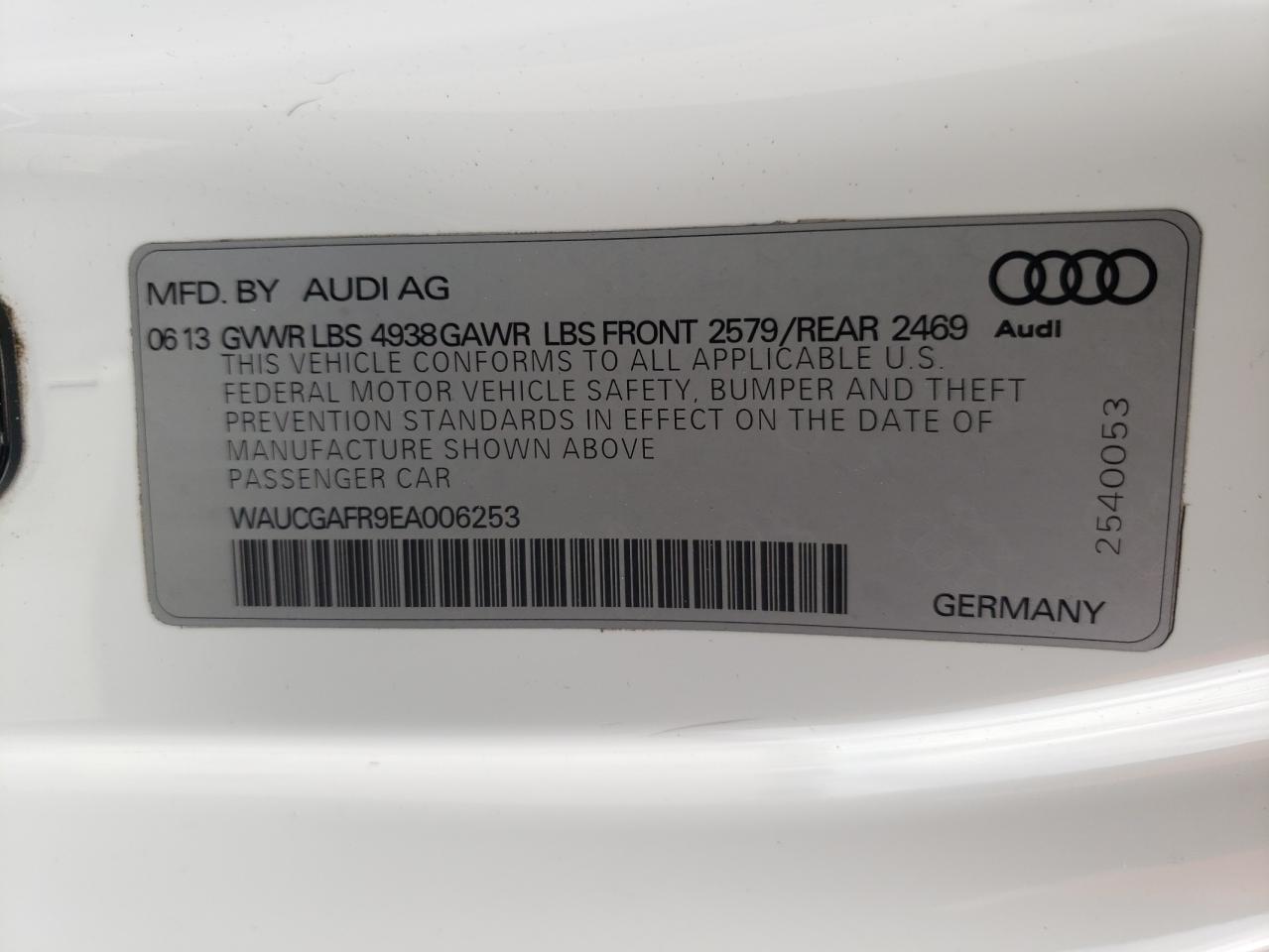 Фото 10 с аукциона – 2014 AUDI S5 PREMIUM с VIN WAUCGAFR9EA006253