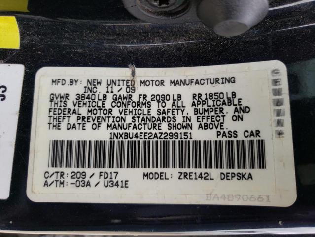 Photo 10 from auction – 2010 TOYOTA COROLLA BA with VIN 1NXBU4EE2AZ299151