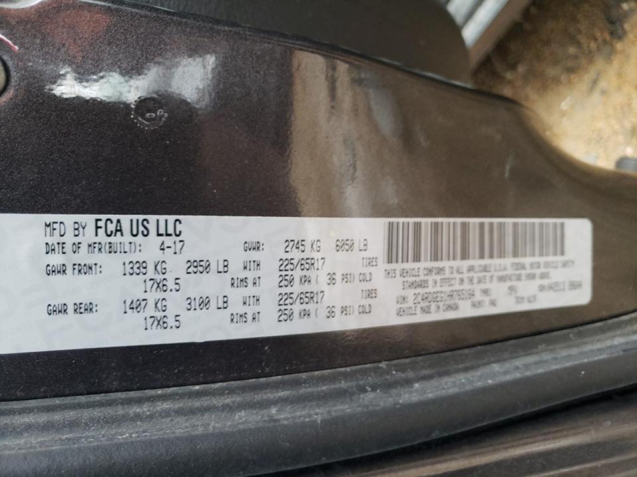 Photo 10 from auction – 2017 DODGE GRAND CARA with VIN 2C4RDGEG1HR765164