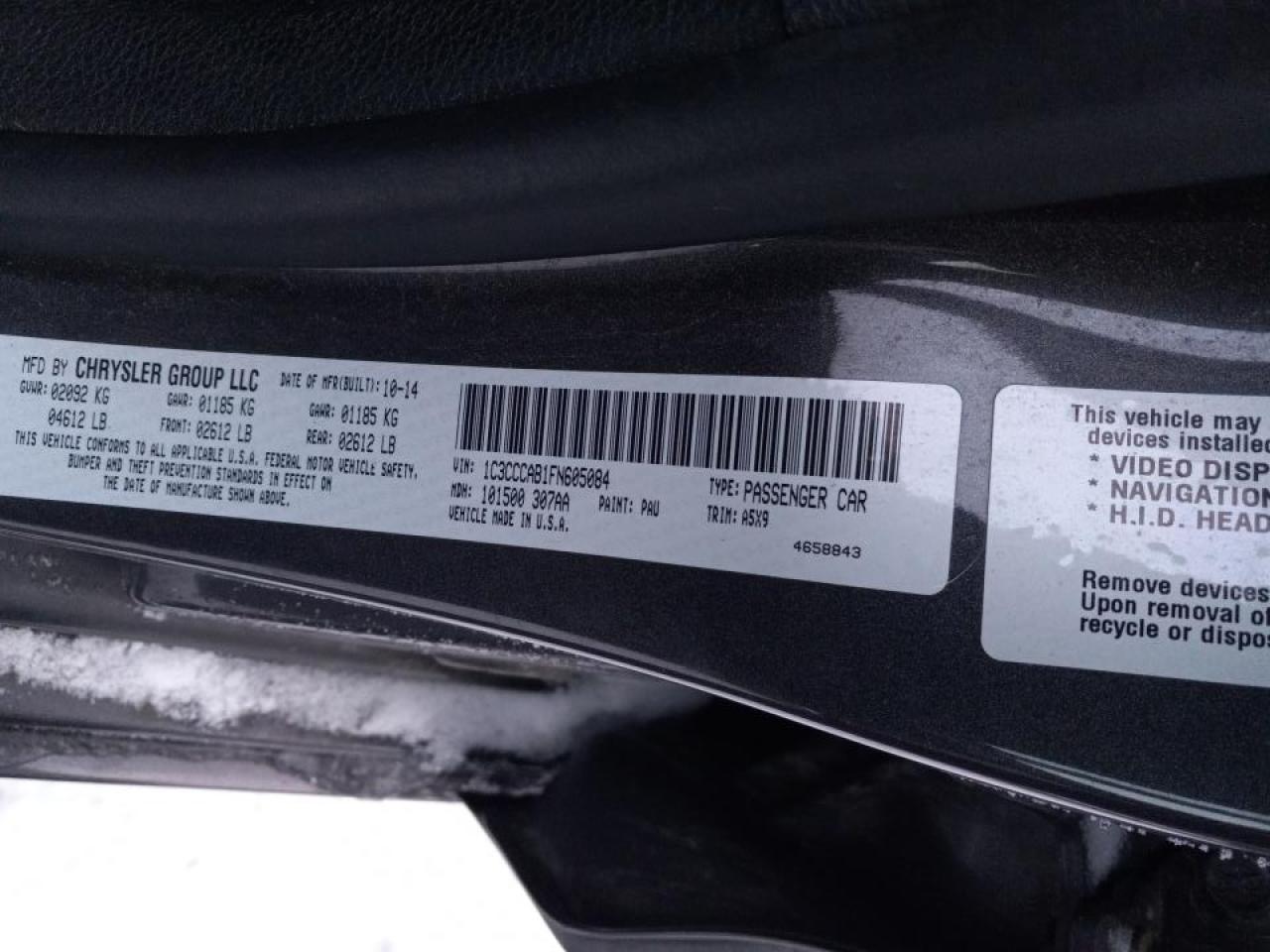 Photo 10 from auction – 2015 CHRYSLER 200 LIMITE with VIN 1C3CCCAB1FN605084