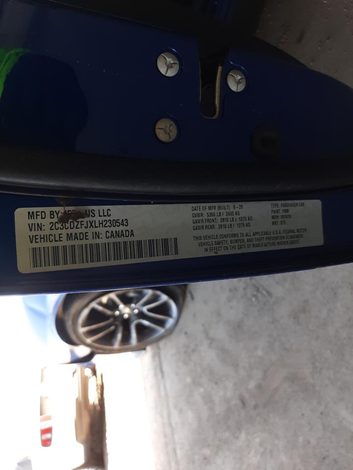 Photo 10 from auction – 2020 DODGE CHALLENGER with VIN 2C3CDZFJXLH230543