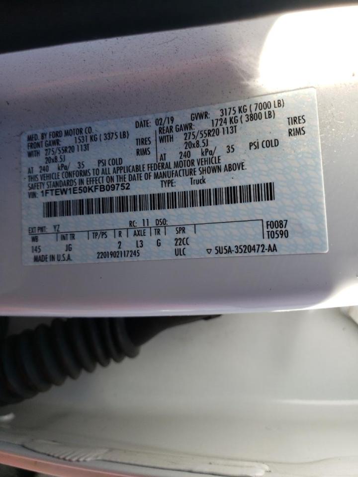 Photo 10 from auction – 2019 FORD F150 SUPER with VIN 1FTEW1E50KFB09752