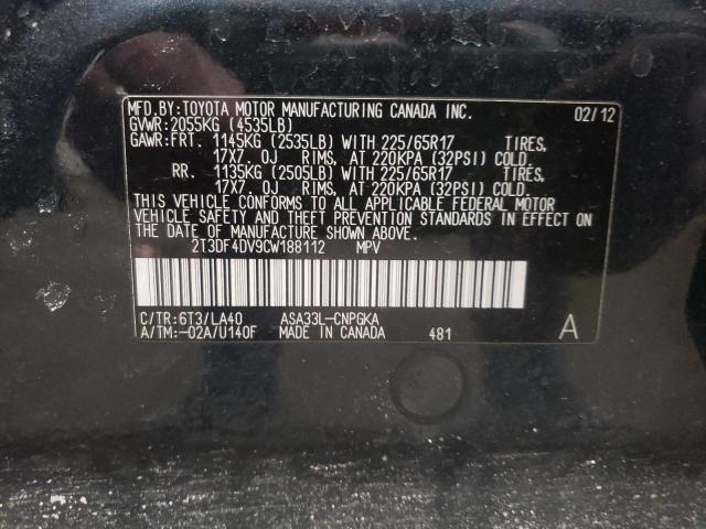 Photo 10 from auction – 2012 TOYOTA RAV4 LIMIT with VIN 2T3DF4DV9CW188112