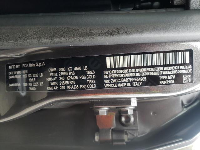 Photo 10 from auction – 2017 JEEP RENEGADE S with VIN ZACCJBAB7HPE54905