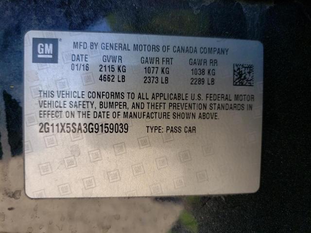 Photo 10 from auction – 2016 CHEVROLET IMPALA LS with VIN 2G11X5SA3G9159039