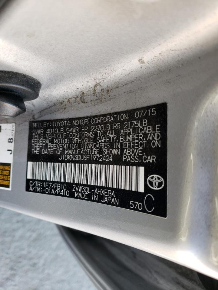 Photo 10 from auction – 2015 TOYOTA PRIUS with VIN JTDKN3DU6F1972424