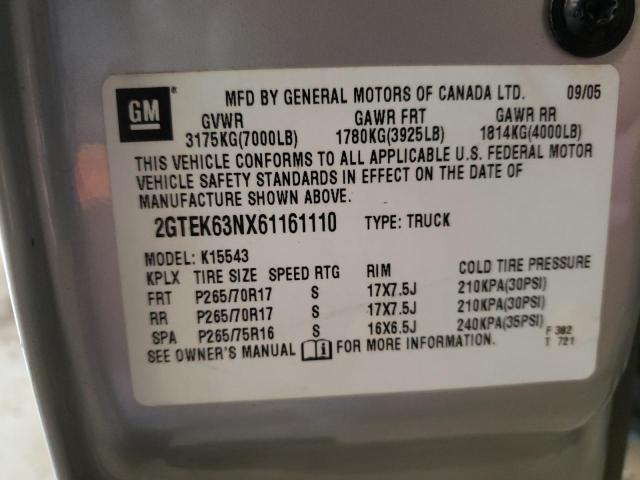 Photo 10 from auction – 2006 GMC SIERRA K15 with VIN 2GTEK63NX61161110