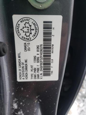 Photo 10 from auction – 2015 HONDA CIVIC LX with VIN 2HGFB2F52FH036376
