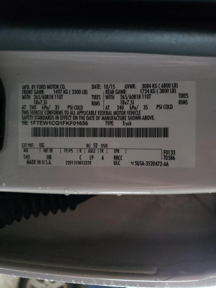 Photo 10 from auction – 2015 FORD F150 SUPER with VIN 1FTEW1CG1FKF01656