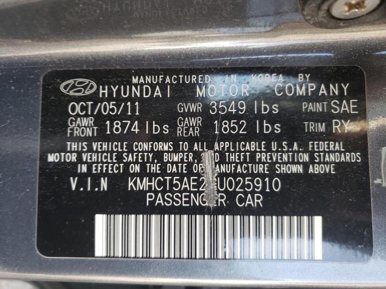 Photo 10 from auction – 2012 HYUNDAI ACCENT with VIN KMHCT5AE2CU025910