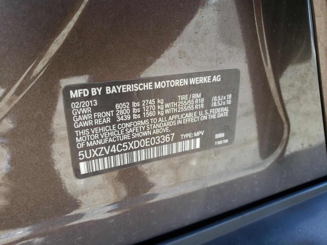 Photo 10 from auction – 2013 BMW X5 XDRIVE3 with VIN 5UXZV4C5XD0E03367