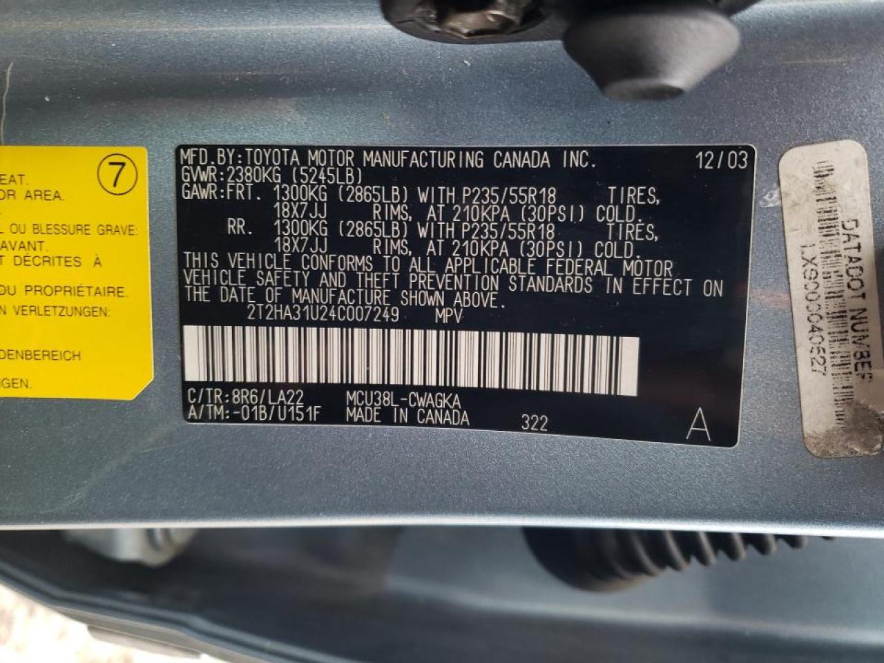 Photo 10 from auction – 2004 LEXUS RX 330 with VIN 2T2HA31U24C007249