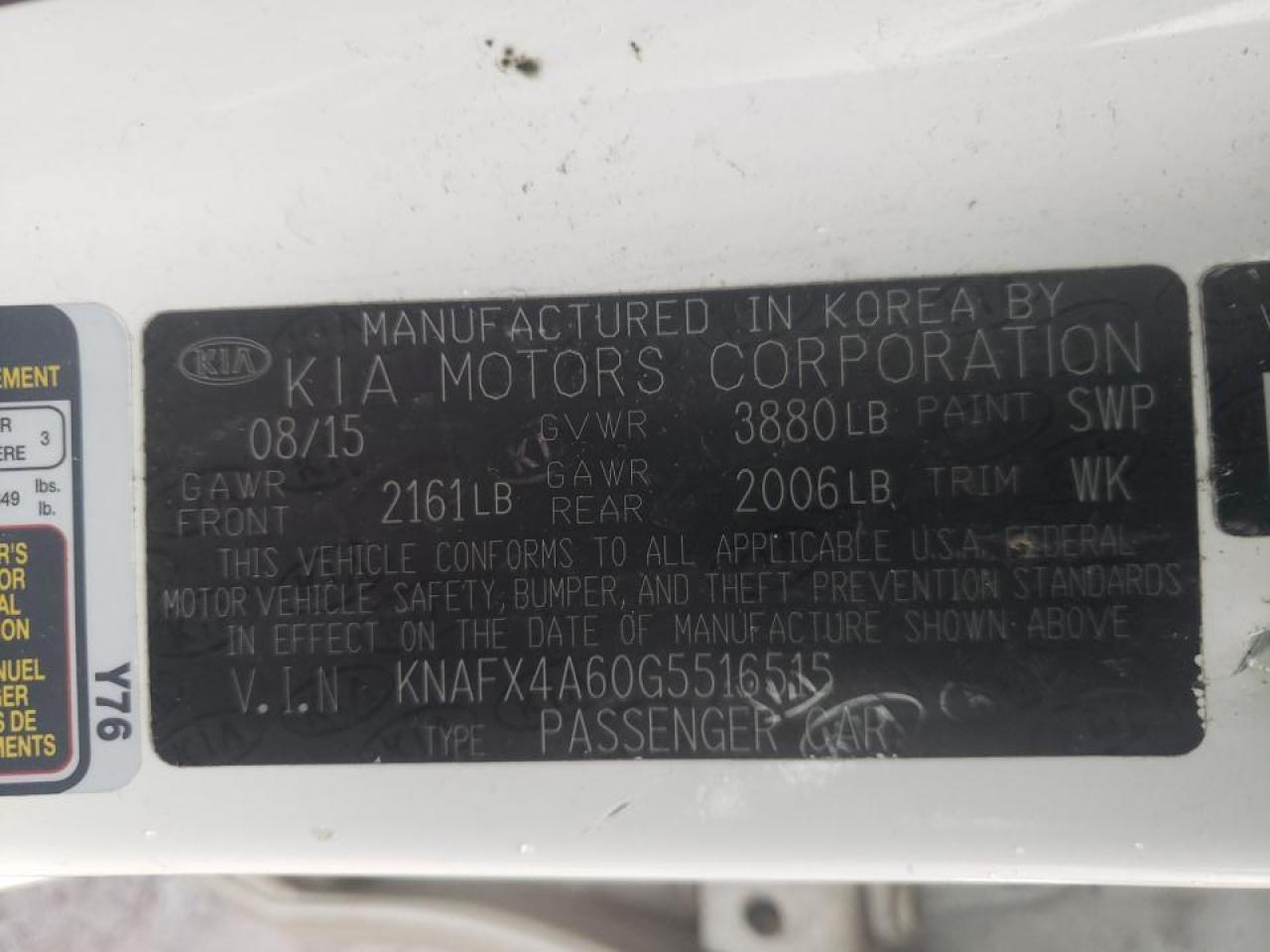 Photo 10 from auction – 2016 KIA FORTE LX with VIN KNAFX4A60G5516515