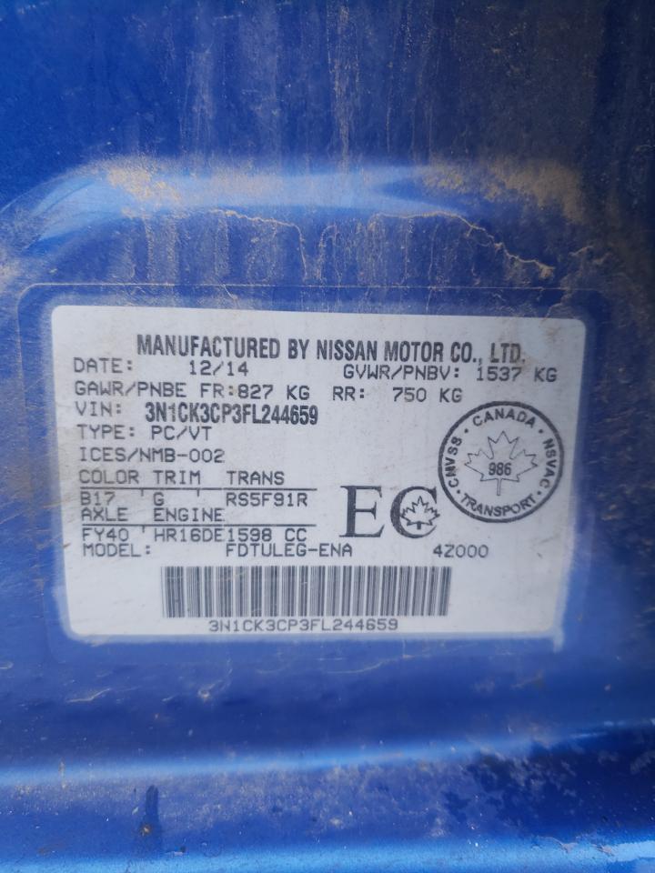 Photo 10 from auction – 2015 NISSAN MICRA with VIN 3N1CK3CP3FL244659