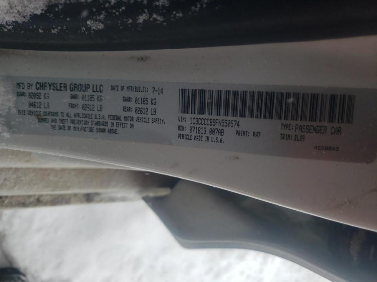 Photo 10 from auction – 2015 CHRYSLER 200 with VIN 1C3CCCCB9FN550574