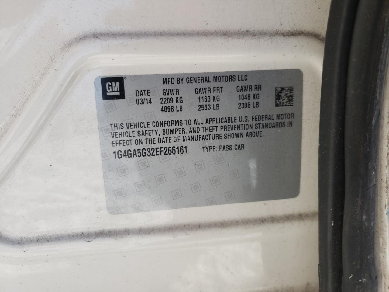 Photo 10 from auction – 2014 BUICK LACROSSE with VIN 1G4GA5G32EF266161