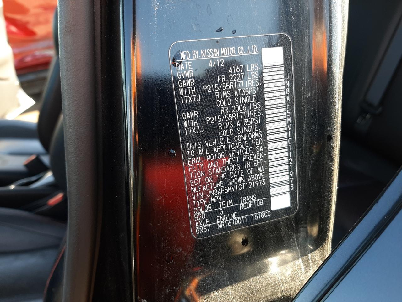 Photo 10 from auction – 2012 NISSAN JUKE S with VIN JN8AF5MV1CT121973