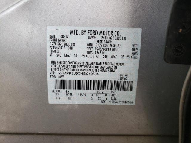 Foto 10 de la subasta – 2017 FORD EDGE SEL con VIN 2FMPK3J9XHBC40685