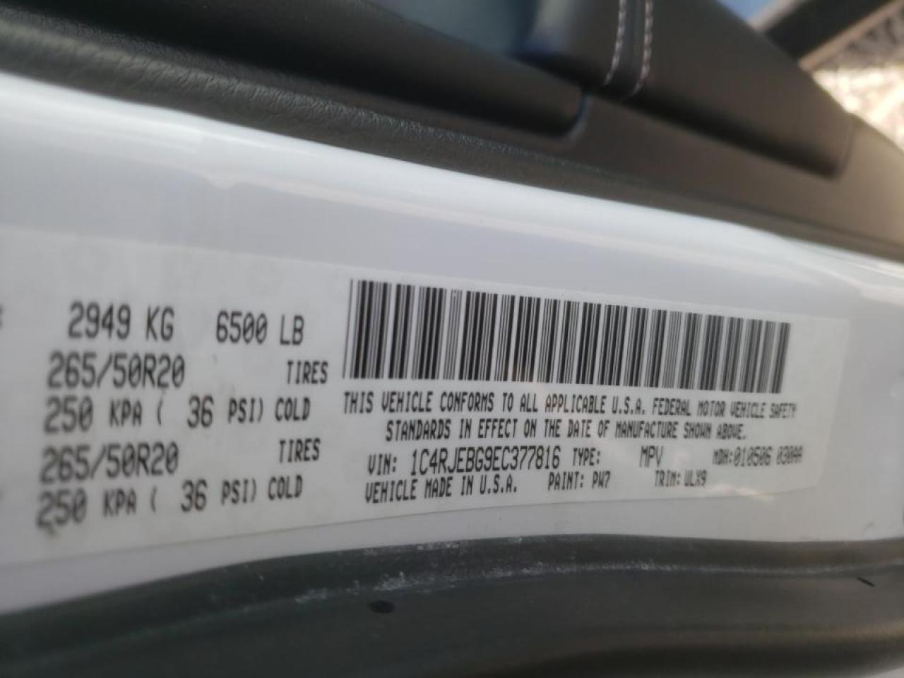 Photo 10 from auction – 2014 JEEP GRAND CHER with VIN 1C4RJEBG9EC377816