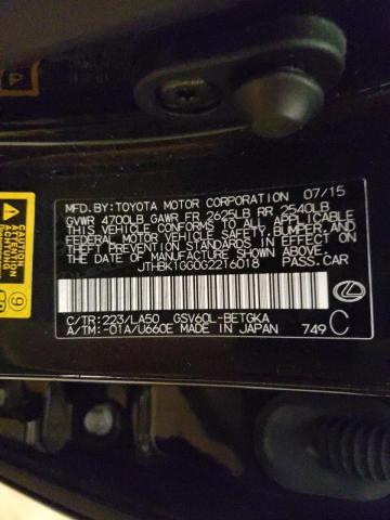 Photo 10 from auction – 2016 LEXUS ES 350 with VIN JTHBK1GG0G2216018