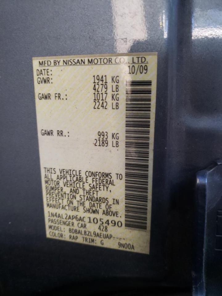 Photo 10 from auction – 2010 NISSAN ALTIMA BAS with VIN 1N4AL2AP6AC105490