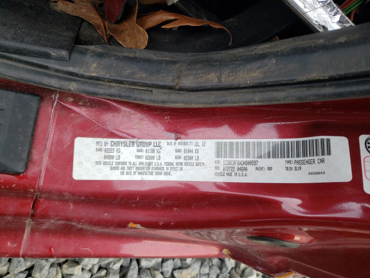Photo 10 from auction – 2013 CHRYSLER 200 LIMITE with VIN 1C3BCBFGXDN500597