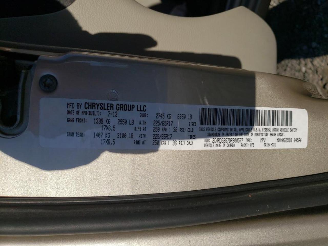 Фото 10 с аукциона – 2013 DODGE GRAND CARA с VIN 2C4RDGBG7DR800577