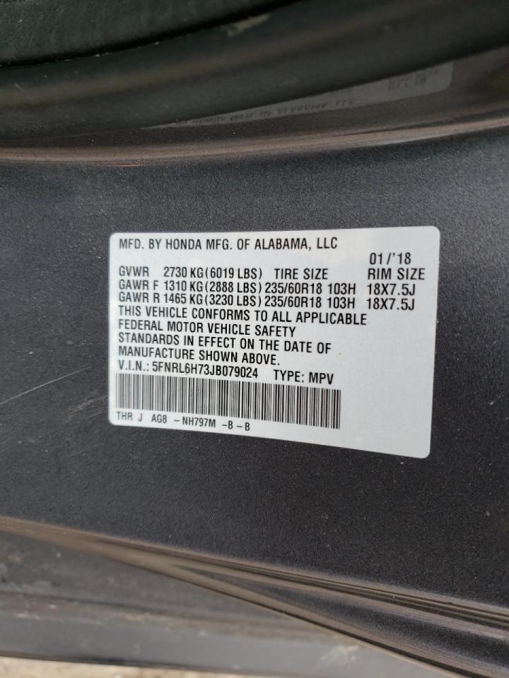 Photo 10 from auction – 2018 HONDA ODYSSEY EX with VIN 5FNRL6H73JB079024