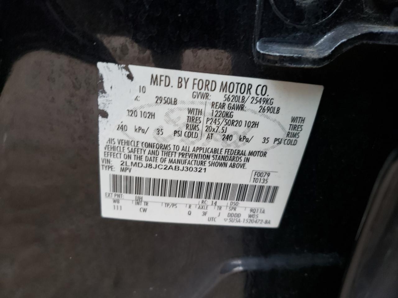 Photo 10 from auction – 2010 LINCOLN MKX with VIN 2LMDJ8JC2ABJ30321