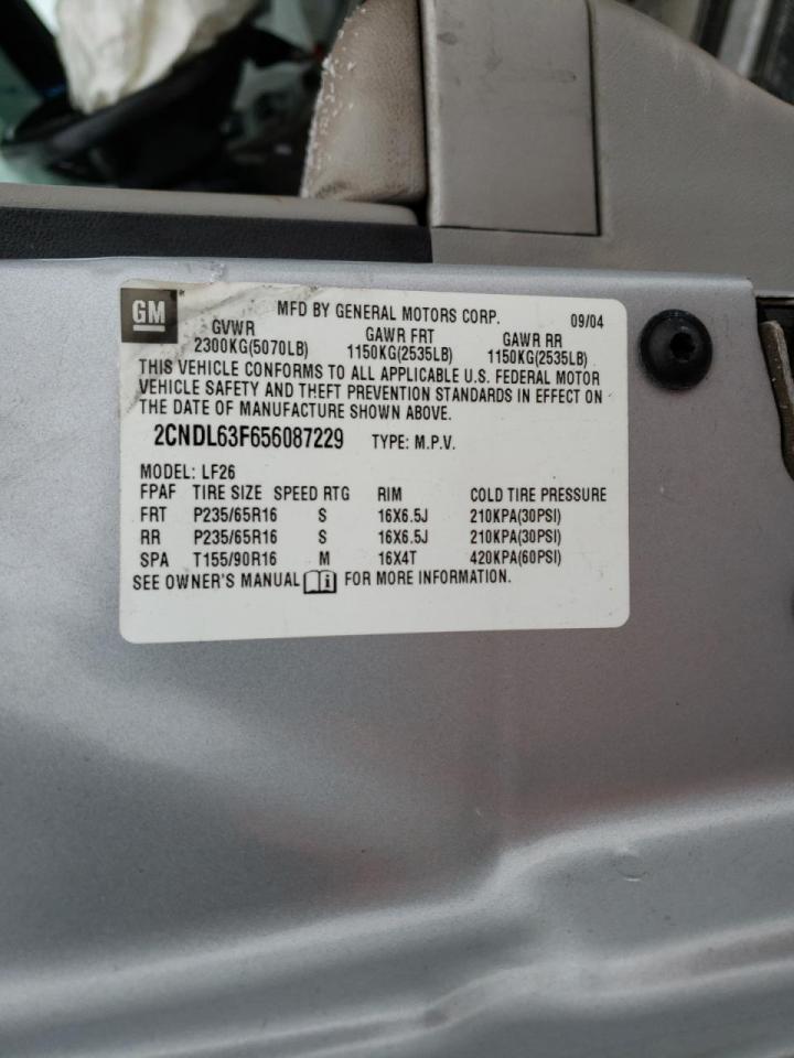 Photo 10 from auction – 2005 CHEVROLET EQUINOX with VIN 2CNDL63F656087229