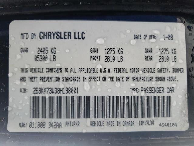 Photo 10 from auction – 2008 DODGE CHARGER SR with VIN 2B3KA73W38H198001