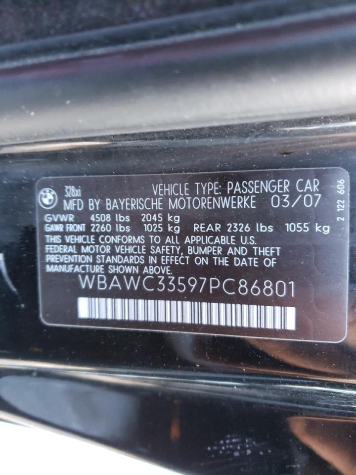 Photo 10 from auction – 2007 BMW 328 XI with VIN WBAWC33597PC86801