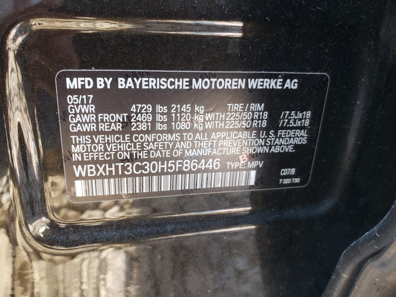 Photo 10 from auction – 2017 BMW X1 XDRIVE2 with VIN WBXHT3C30H5F86446