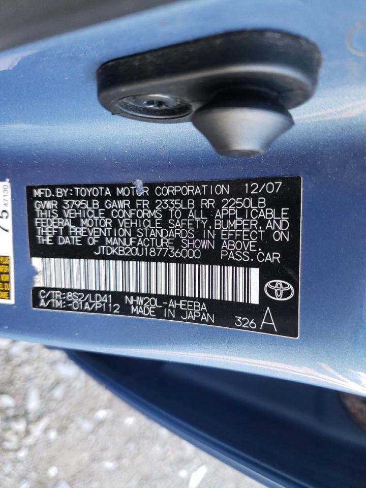 Photo 10 from auction – 2008 TOYOTA PRIUS with VIN JTDKB20U187736000
