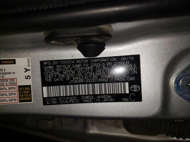 Photo 10 from auction – 2016 TOYOTA PRIUS with VIN JTDKBRFU0G3018962