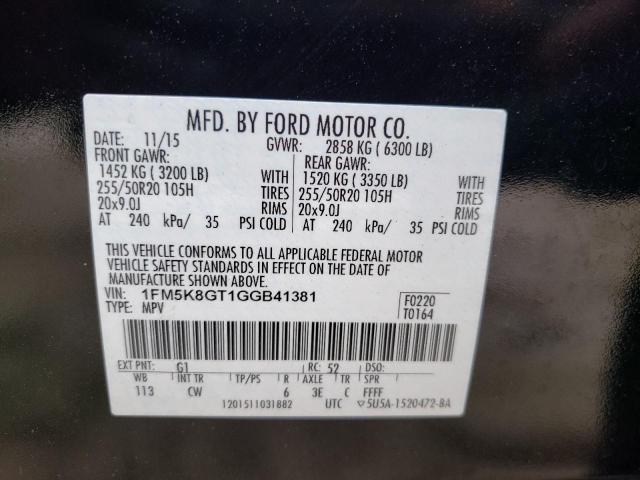 Photo 10 from auction – 2016 FORD EXPLORER S with VIN 1FM5K8GT1GGB41381