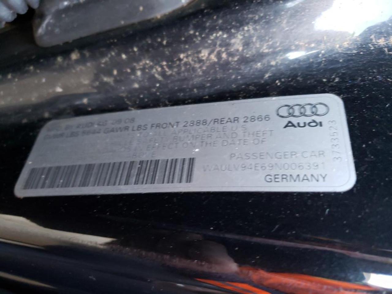 Photo 10 from auction – 2009 AUDI A8 4.2 QUA with VIN WAULV94E69N006391