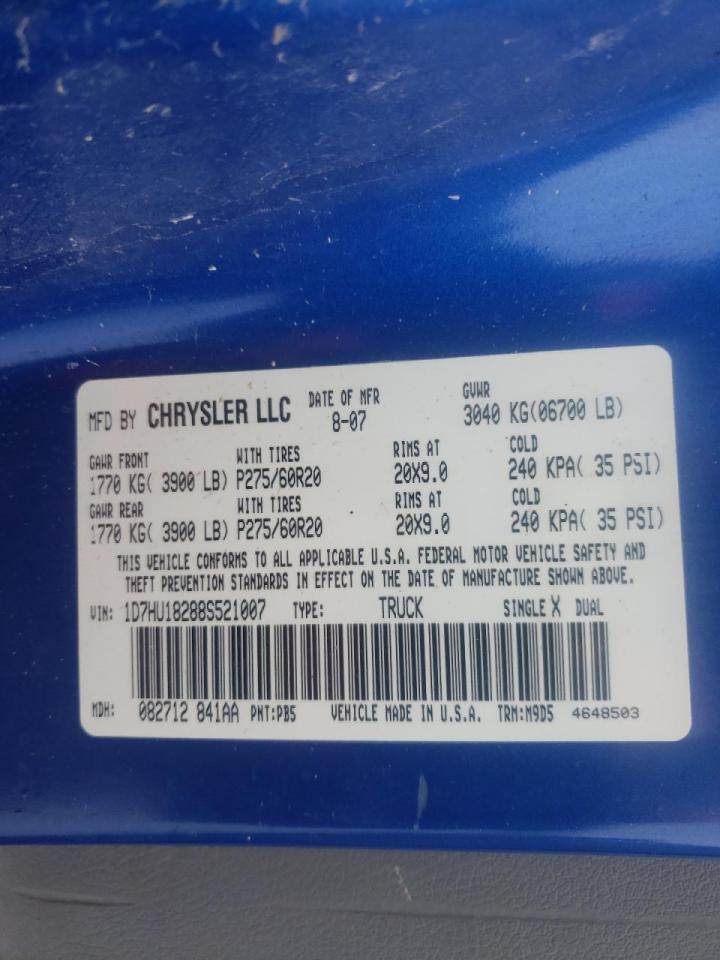 Photo 10 from auction – 2008 DODGE RAM 1500 S with VIN 1D7HU18288S521007