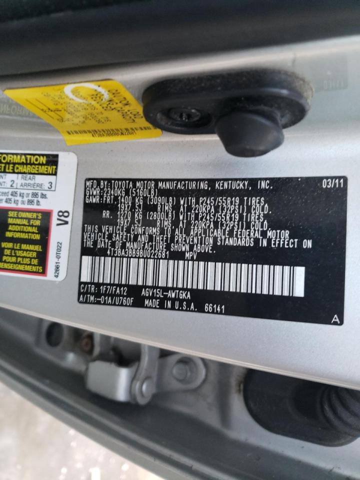 Foto 10 de la subasta – 2011 TOYOTA VENZA con VIN 4T3BA3BB9BU022681