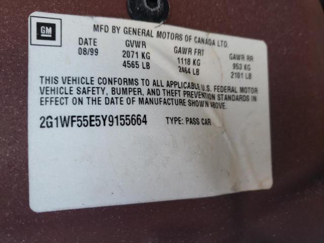 Photo 10 from auction – 2000 CHEVROLET IMPALA with VIN 2G1WF55E5Y9155664