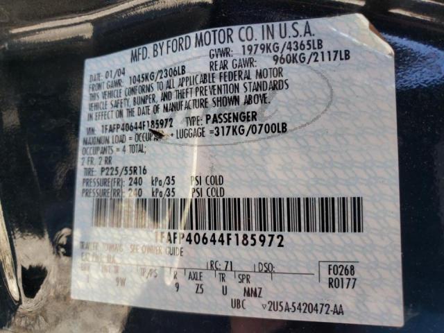Photo 10 from auction – 2004 FORD MUSTANG with VIN 1FAFP40644F185972