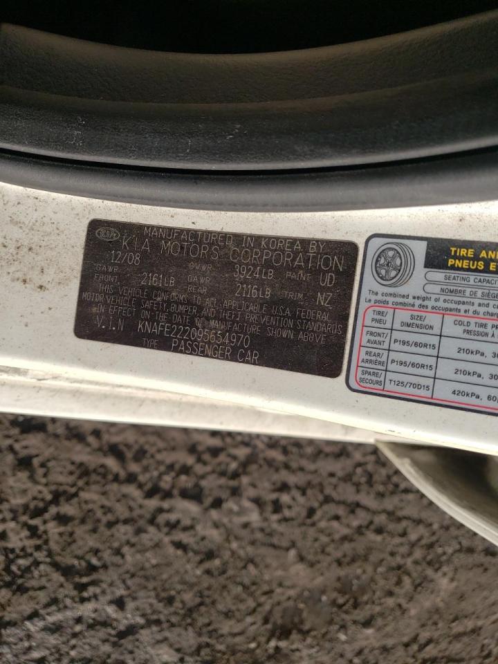 Photo 10 from auction – 2009 KIA SPECTRA EX with VIN KNAFE222095654970