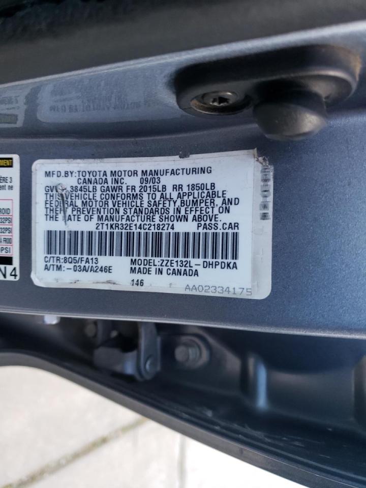 Photo 10 from auction – 2004 TOYOTA COROLLA MA with VIN 2T1KR32E14C218274
